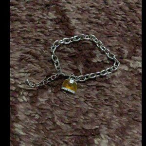 Orange Purse Silvertone Charm Bracelet